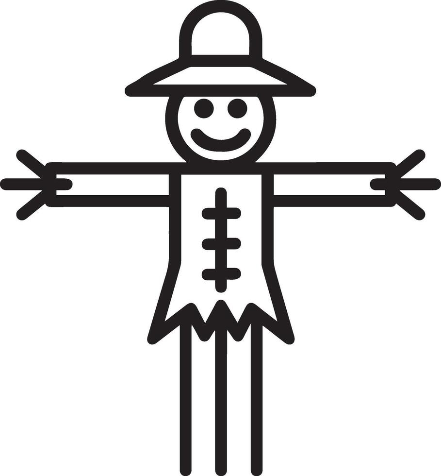 Halloween Scarecrow Outline Black Illustration vector