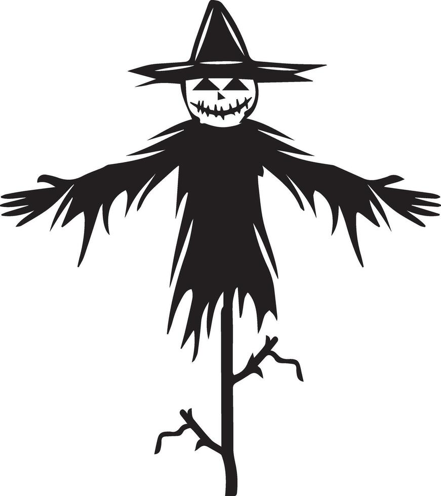 Simple Scarecrow Icon in Black Silhouette for Halloween vector