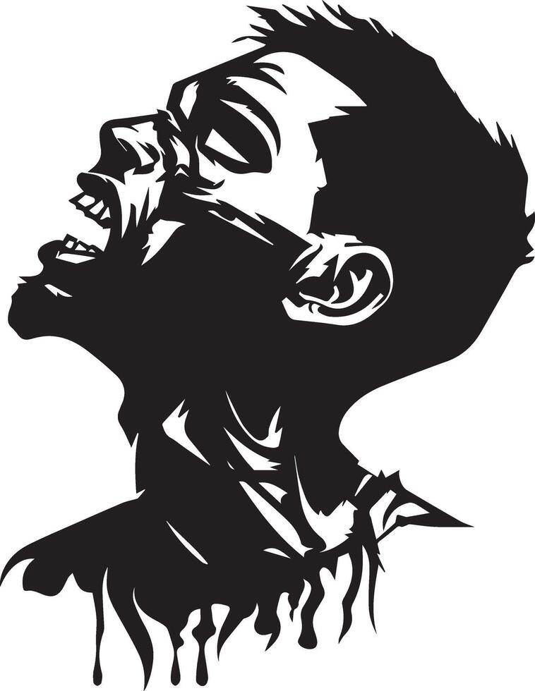 Spooky Zombie Head Silhouette Halloween for Design and Art vector