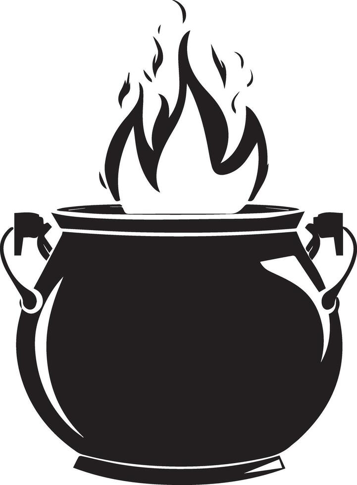 Simple Halloween Witch's Cauldron Black Icon for Posters and Invites vector