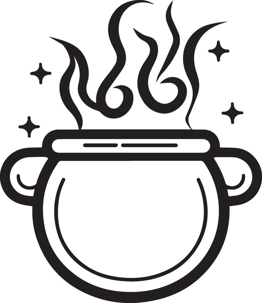 Halloween Witch's Cauldron Outline Black Icon for Spooky Designs vector