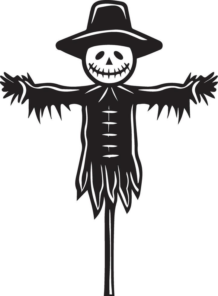 Spooky Scarecrow Silhouette Halloween Design vector