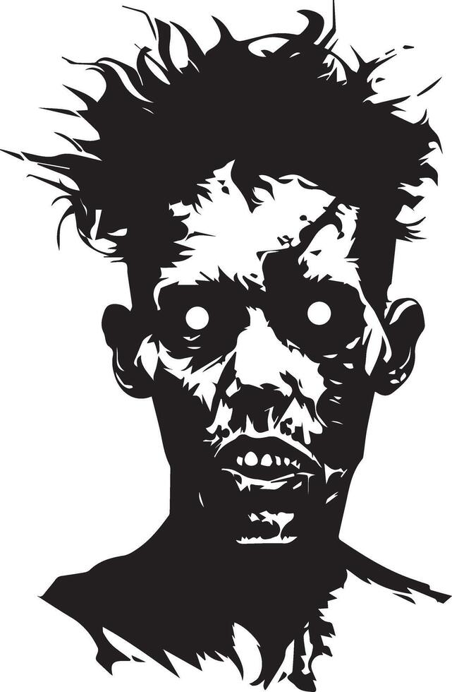 Zombie Face Silhouette Icon for Halloween Black Illustration vector