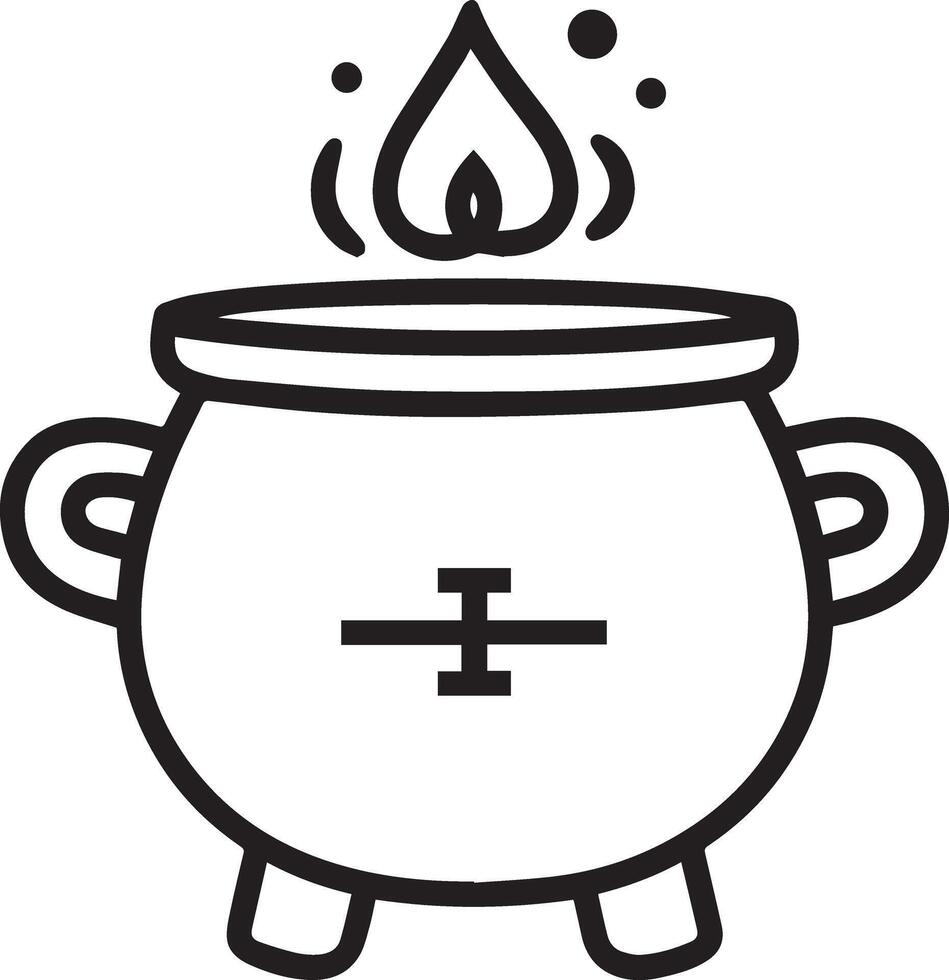 Cauldron Halloween Icon Black Outline for Party Designs vector