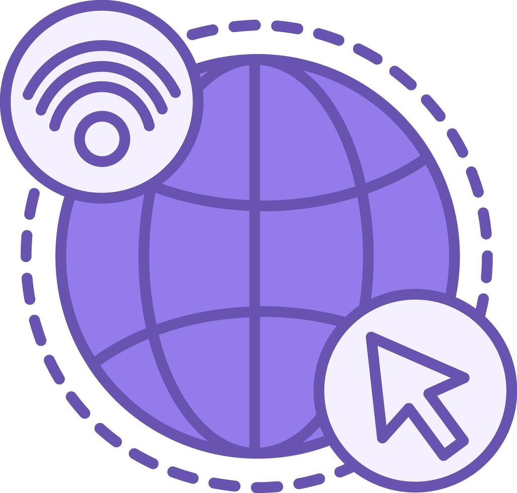 Colored Internet Icon. Icon of Planet, Wi-Fi Network, and Computer Mouse Cursor. Concept of Technology and Global Network vector