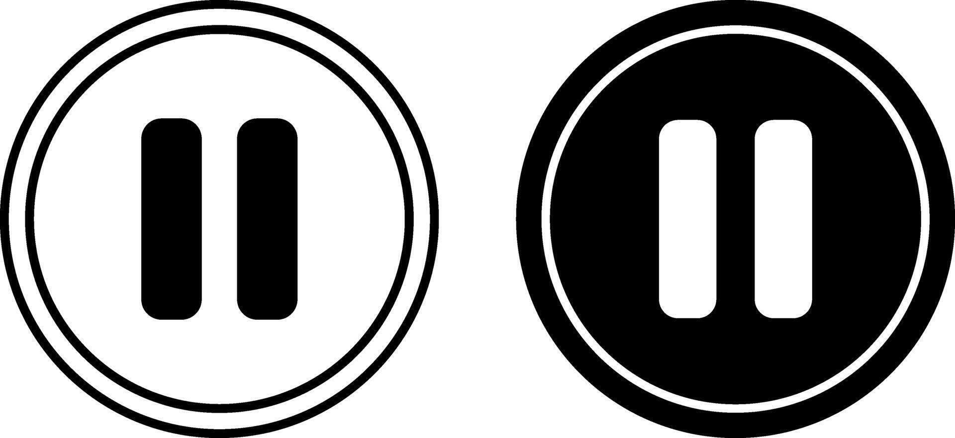 Pause icons. Black and White Icons. Media Player button. Social Networks Concept vector