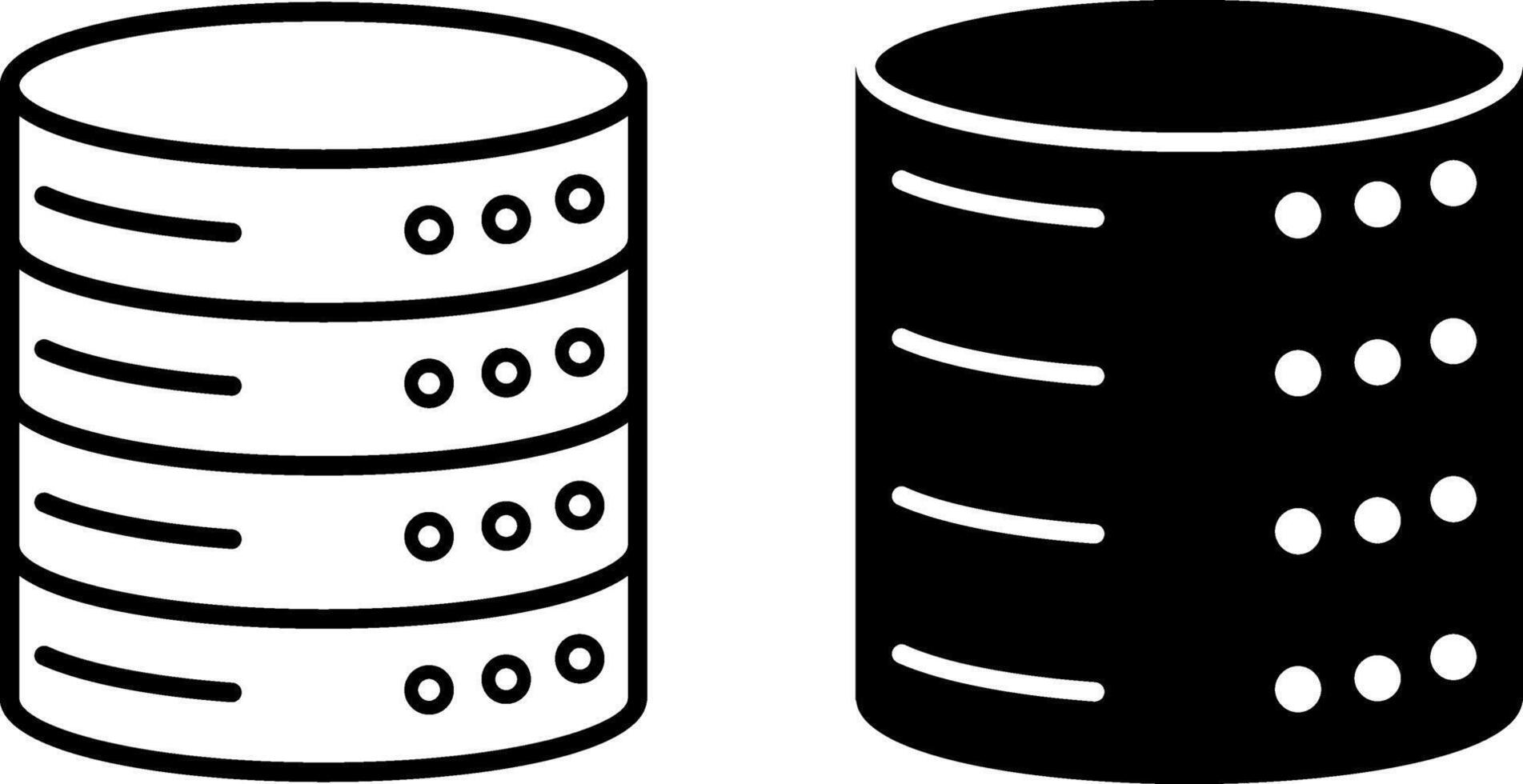 Database Icons. Black and White Icons. Information that is Stored in the Computer System. Concept of Technology and Data Analytics vector