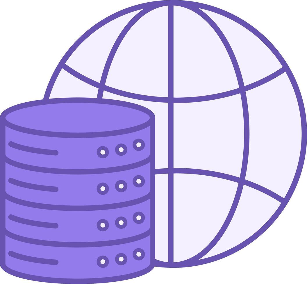 Global Data Color Icon. Database and Planet. Data Analytics and Technology Concept vector