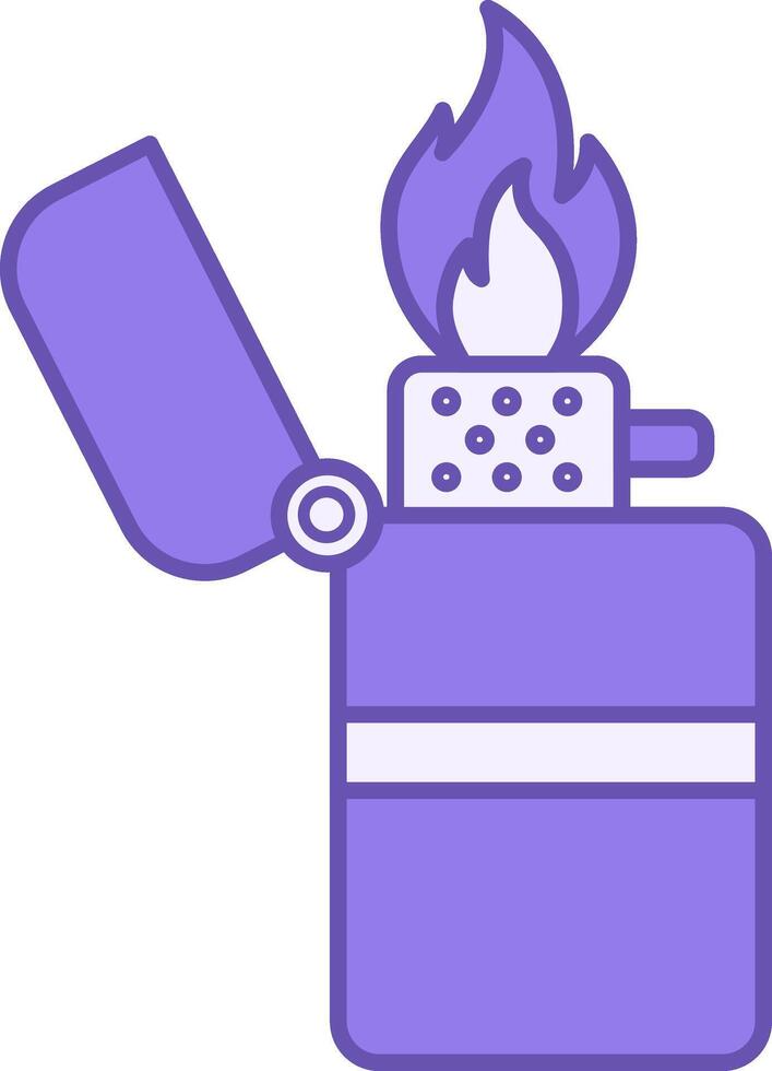 Colored Lighter Icon. Icon of Lit Lighter. Device for lighting a fire. Camping and Tourism Concept vector
