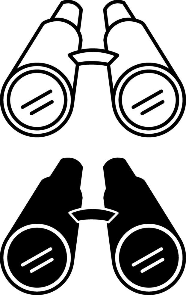 Binoculars icons. Black and White Travel Equipment Icons. Camping Concept vector