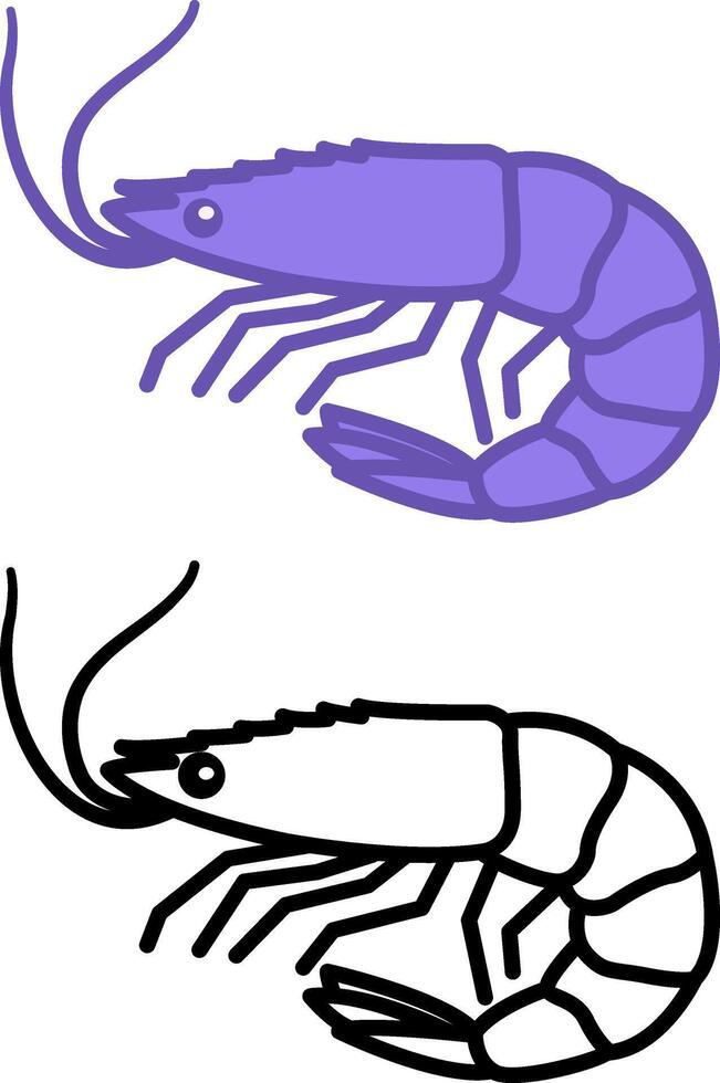 Shrimp Icons. Crustaceans, Seafood Illustration. Seafood Delicacy vector