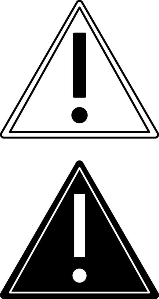 Signs Generic Caution. Black and White Icons. Exclamation mark. Danger Warning Sign, Risk in a Specific Area vector