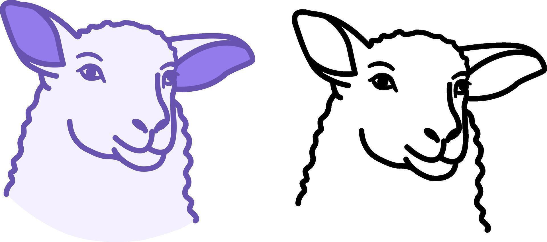 Lamb Icons. Domestic Animal. Sheep Illustration. Farming Concept vector
