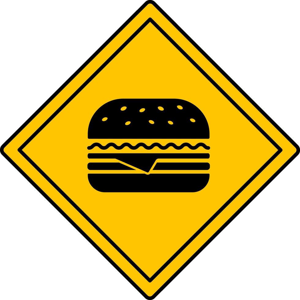 Yellow Sign Burger Zone. Humorous Road Sign. Junk Food Warning, Overeating Danger vector