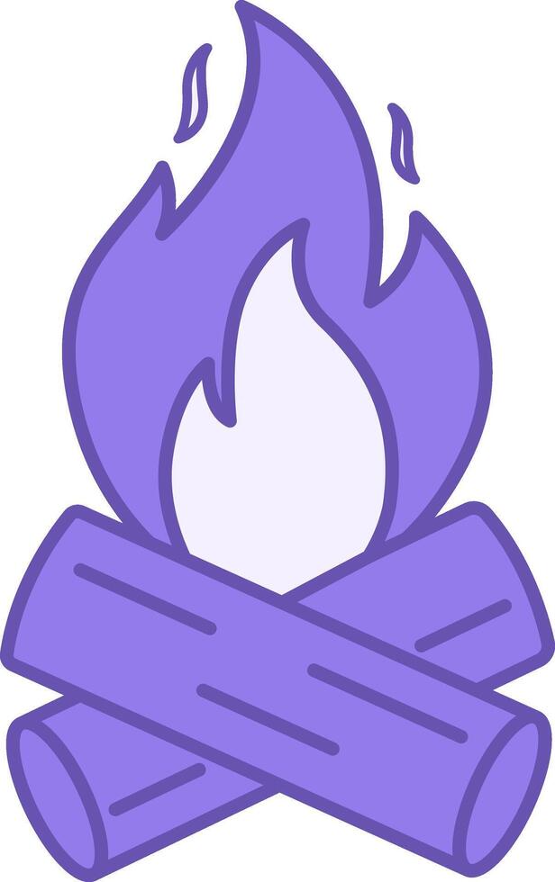 Colored Campfire Icon. Icon of Tourist Campfire. Fire and Brushwood. Camping Concept vector