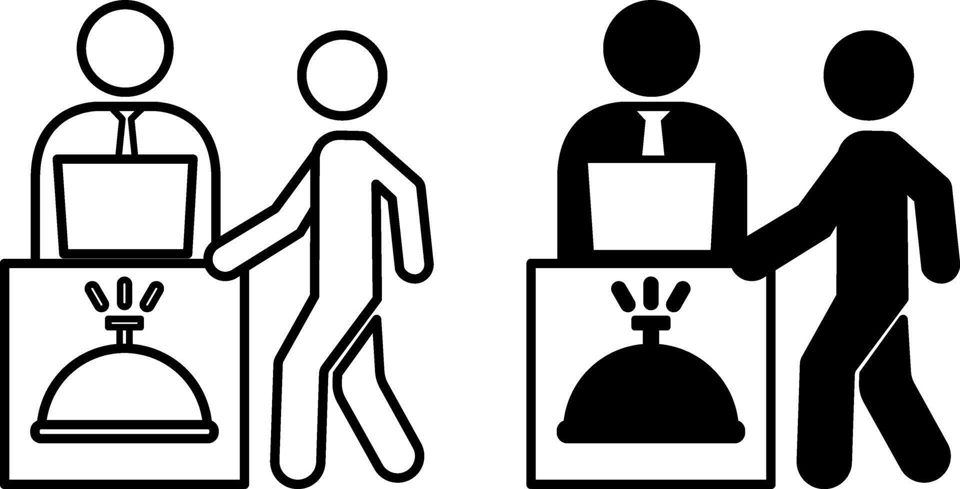 Reception icons. Black and White Icons. Service, Client Registration. Hotel Concept vector