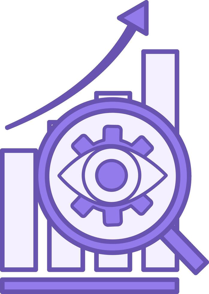 Predictive Analytics Color Icon. Icon of Eye in Magnifying Glass and Diagram. Finance and Data Analytics Concept vector