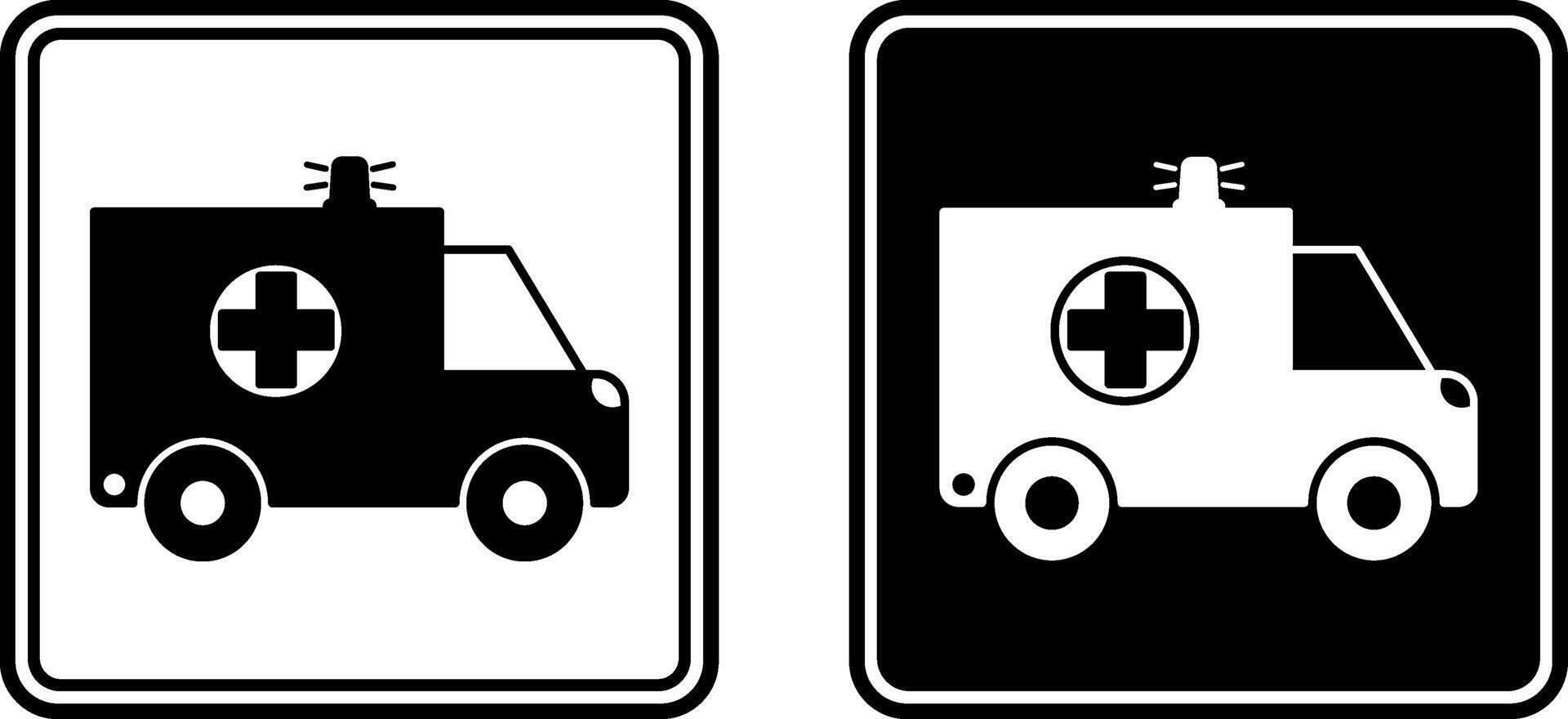 Signs Ambulance Pick up Point. Black and White Icons. Ambulance Parking Sign. First Aid. Rescue Service vector