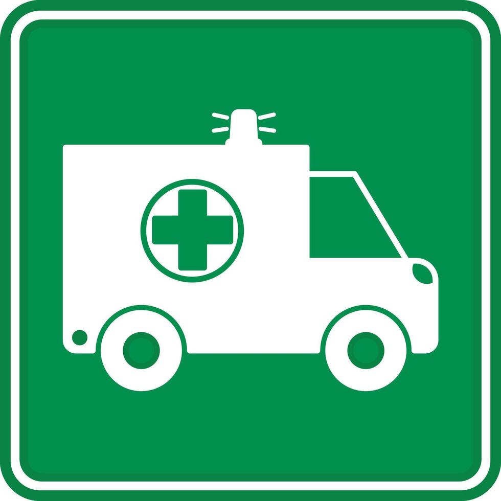 Green Sign Ambulance Pick up Point. Ambulance Parking Sign. First Aid. Rescue Service vector
