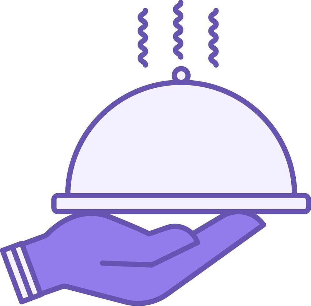Colored Service Icon. Covered Tray On Hand. Hotel Room Service. Hotel and Tourism Concept vector