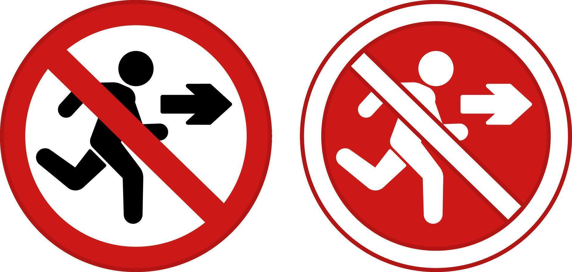 Red Signs No Exit. Prohibitory Evacuation Sign. No Emergency Exit. The sign is placed in a prominent place near the Attic or Basement vector