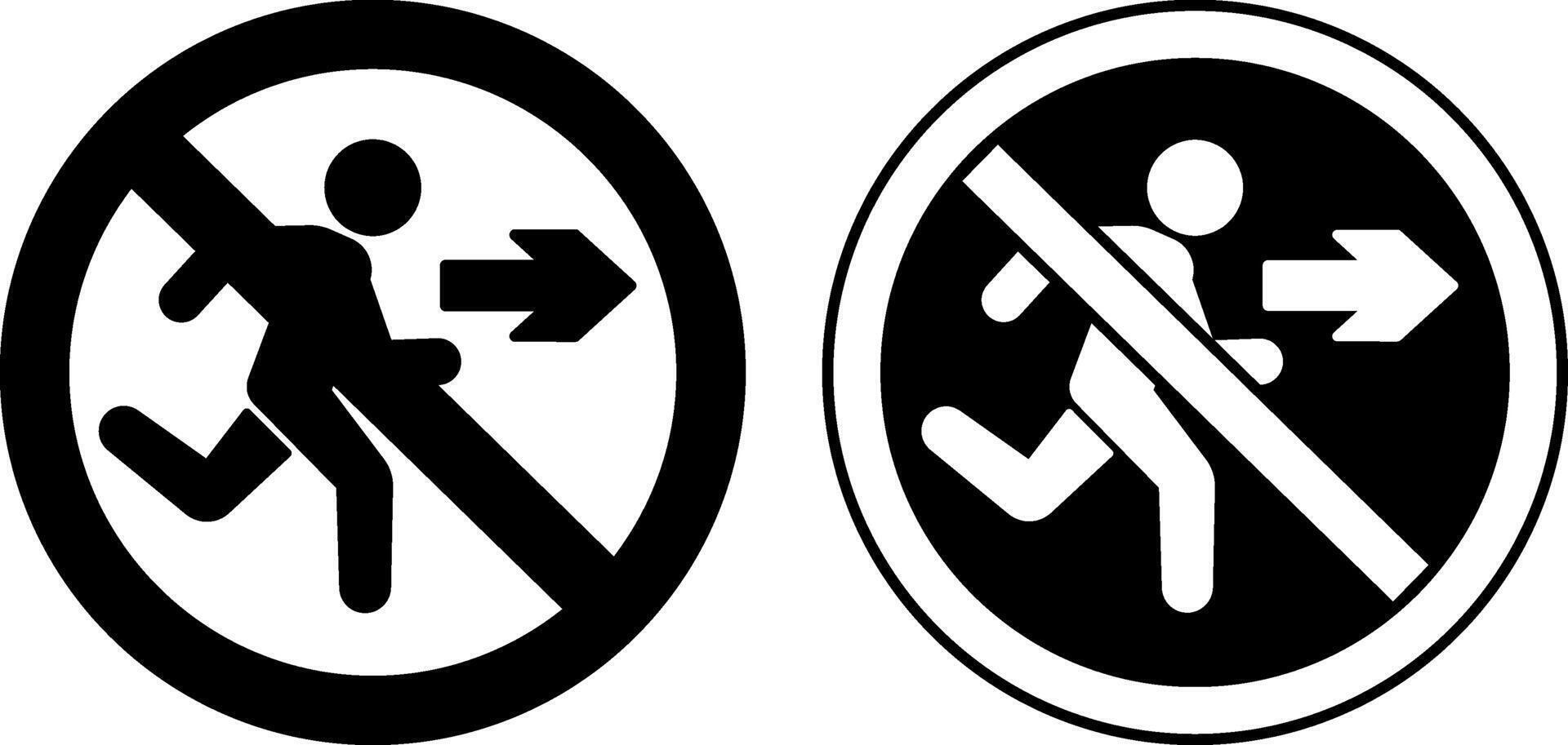 No Exit Signs. Black and white icons. Prohibitory Evacuation Sign. No Emergency Exit. The sign is placed in a prominent place near the Attic or Basement vector