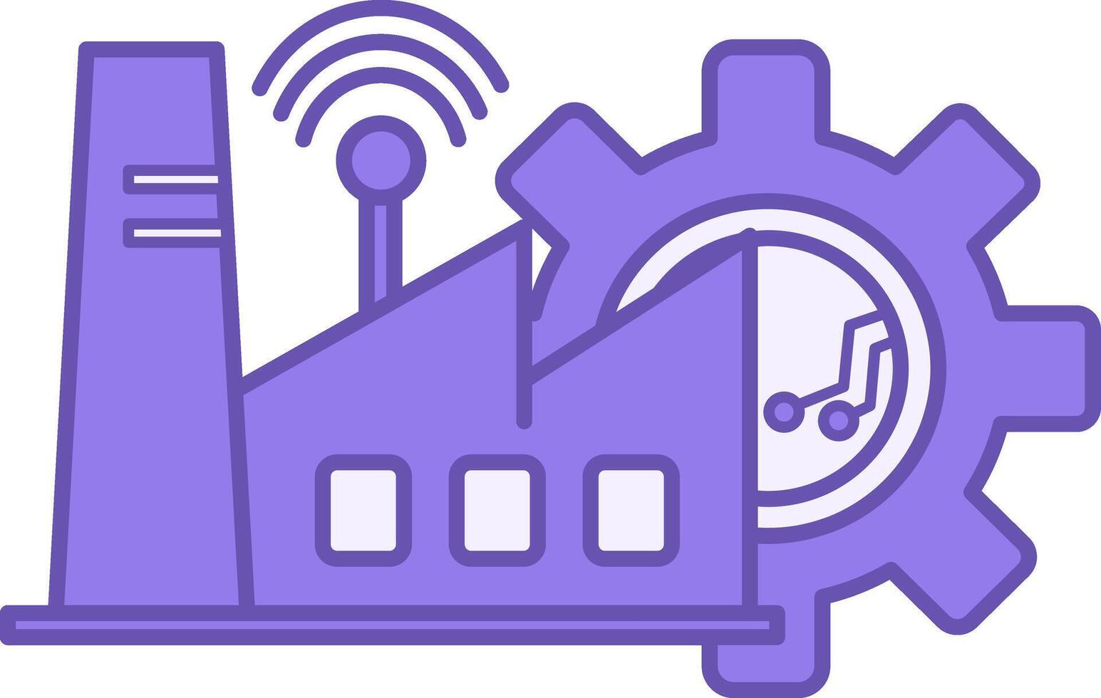 Industry 4.0 Color Icon. Icon of Industrial Building, Wi-Fi Network, and Gear. Fourth Industrial Revolution. Smart Factory. Concept of Technology and Innovation vector