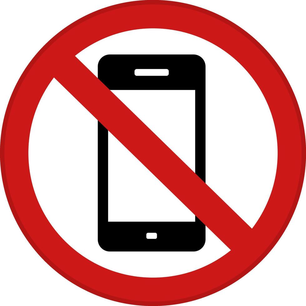 Red Sign No Mobile Phone. Prohibitory Round Sign. Warning of Prohibition of Mobile Phone Use vector