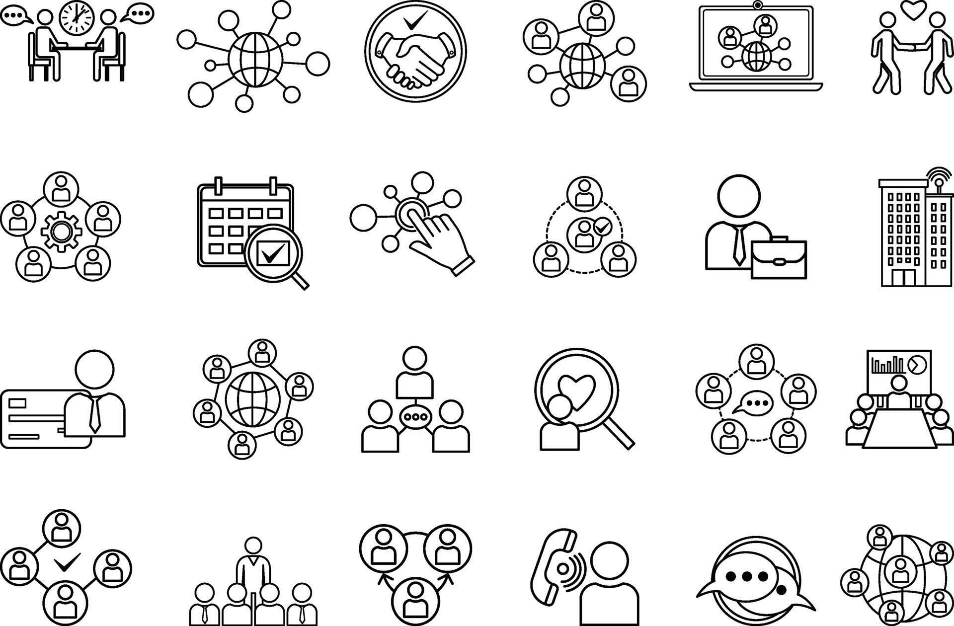 Set of Networking Icons. Icons of Social Networks, Collaboration ...