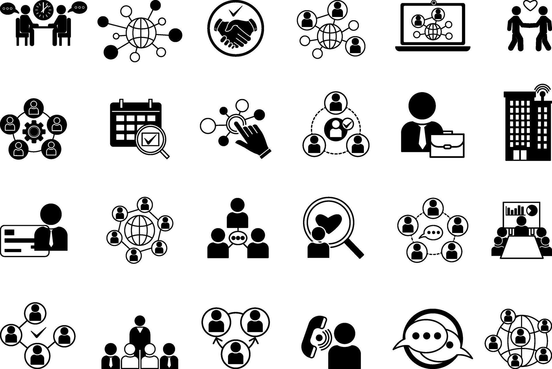Black Set of Networking Icons. Icons of Social Networks, Collaboration ...