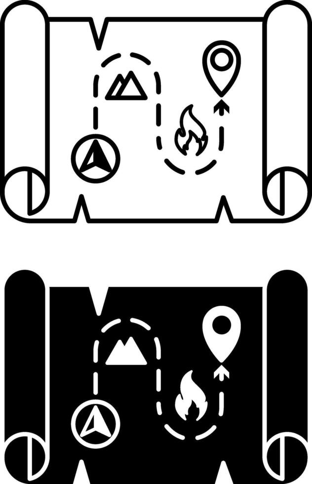Quest Icons. Black and White Icons. Map with Tasks to Solve to Achieve the Goal. Entertaining Game. Interactive Adventure Concept vector
