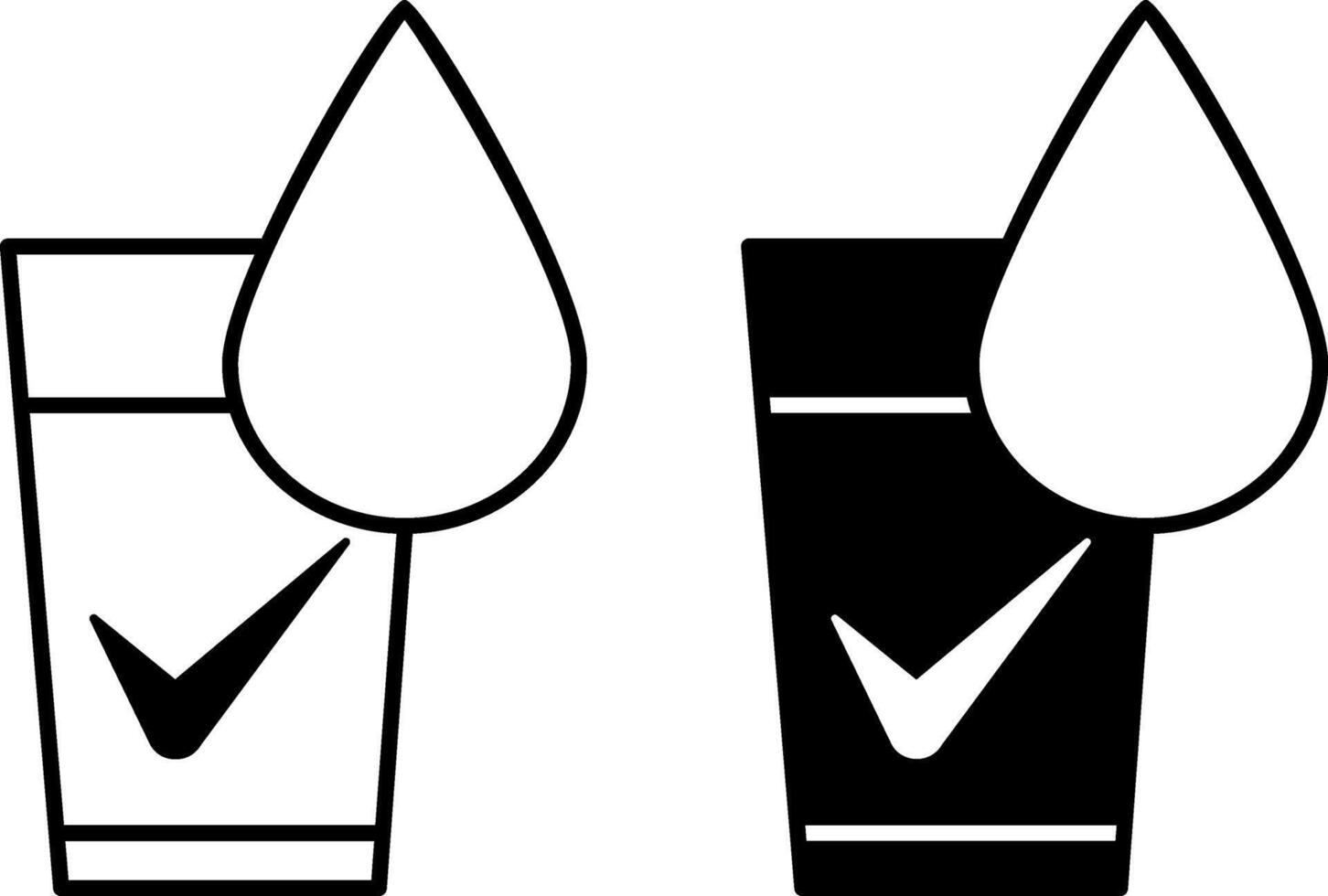 Fresh Water Icons. Black and White Icons of Glass with Drinking Water. Ecology and Environmental Protection Concept vector