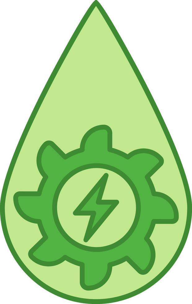 Green Hydropower Icon. Icon of Water Wheel and Water Drop. Ecology and Environmental Protection Concept vector