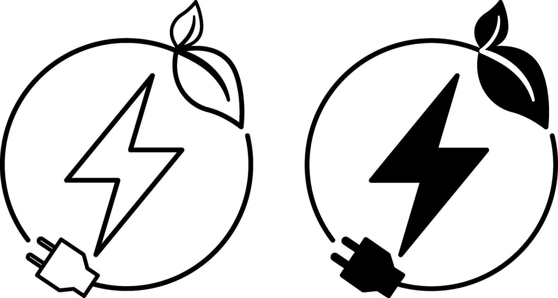 Renewable Energy Icons. Black and White Icons. Symbol of Solar Energy. Ecology and Environmental Protection Concept vector