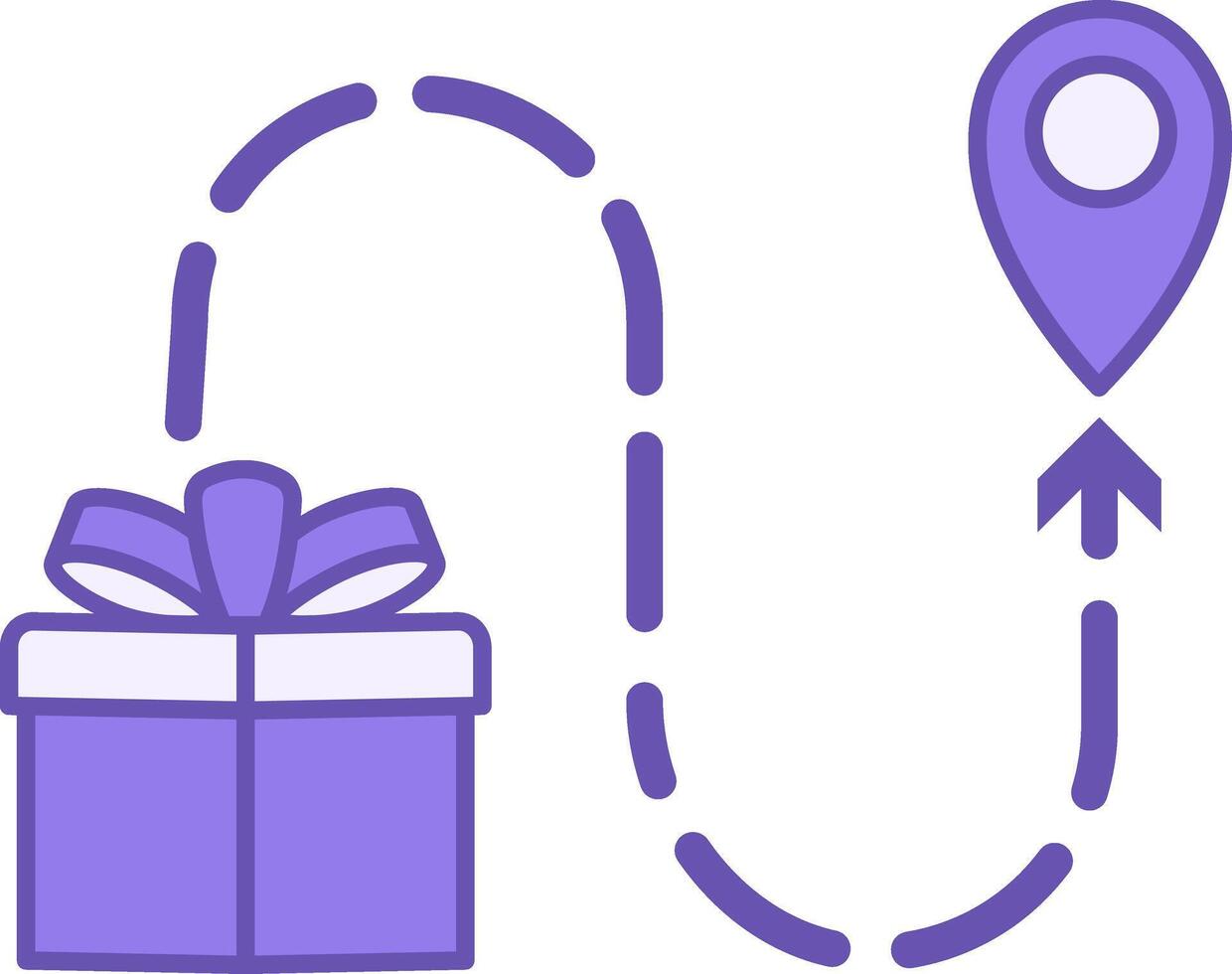 Shipping Color Icon. Gift Delivery to a Specific Geolocation Point. Goods Delivery Service vector