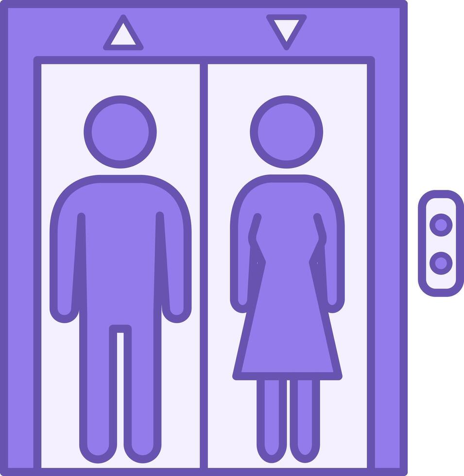 Colored Elevator Icon. Man and Woman in an Elevator. Up and Down Arrows. Hotel and Building Concept vector