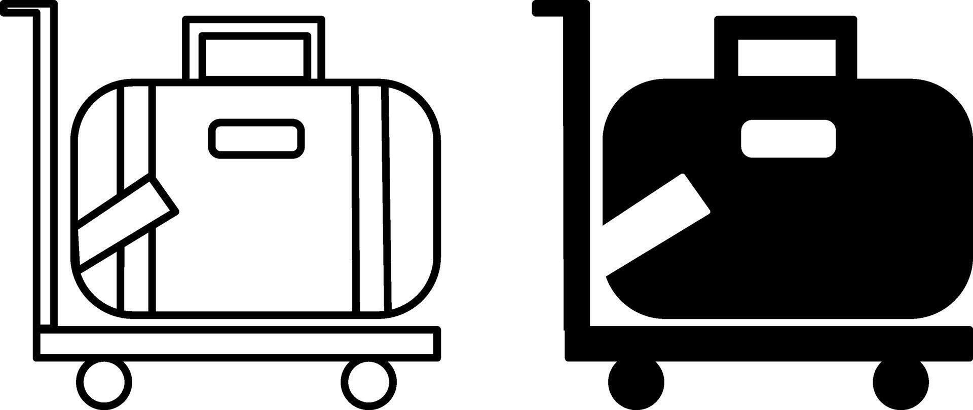 Luggage icons. Black and White Icons. Carrying a Suitcase for Travel. Travel and Vacation Concept vector
