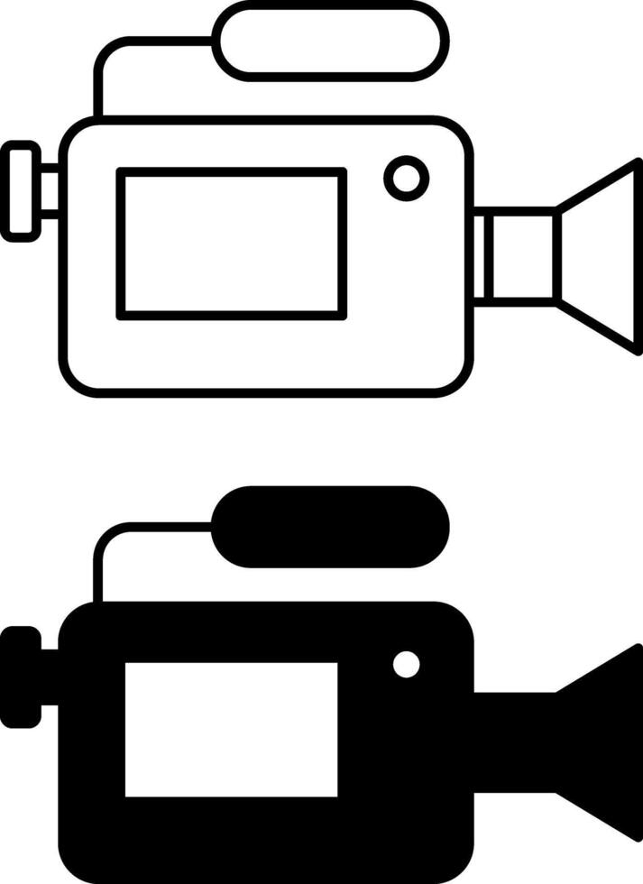 Camera icons. Black and White Icons of Camera with Microphone vector