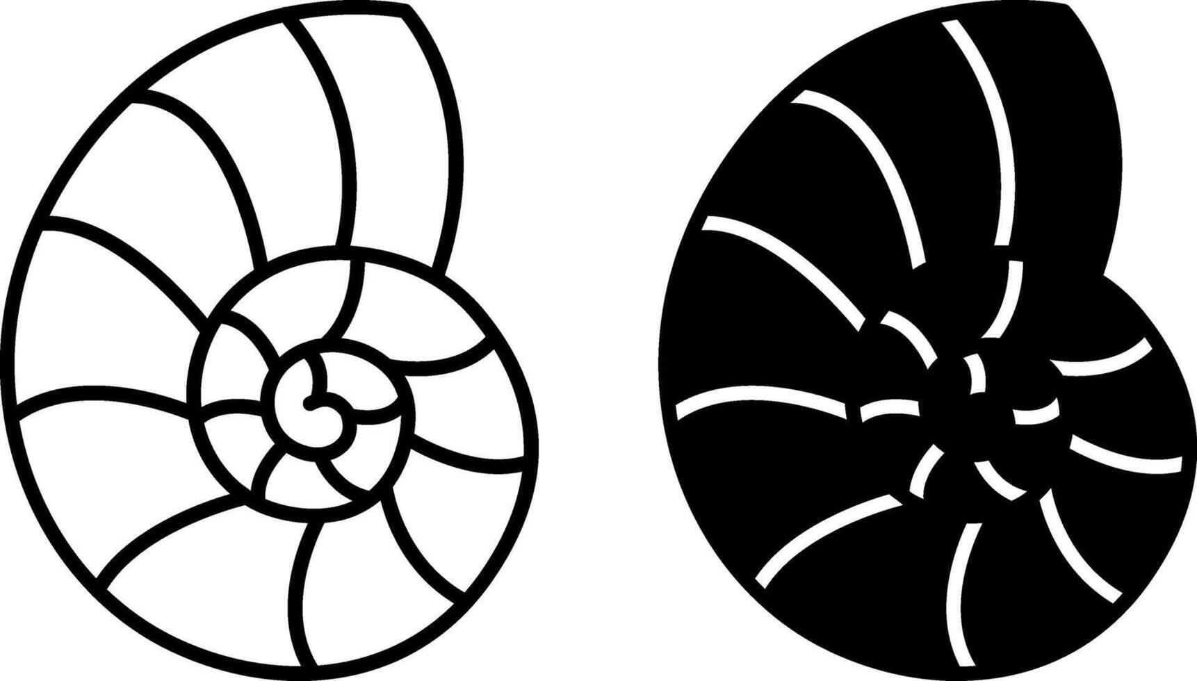 Seashell icons. Black and White Shellfish Icons. Summer and Vacation Concept vector