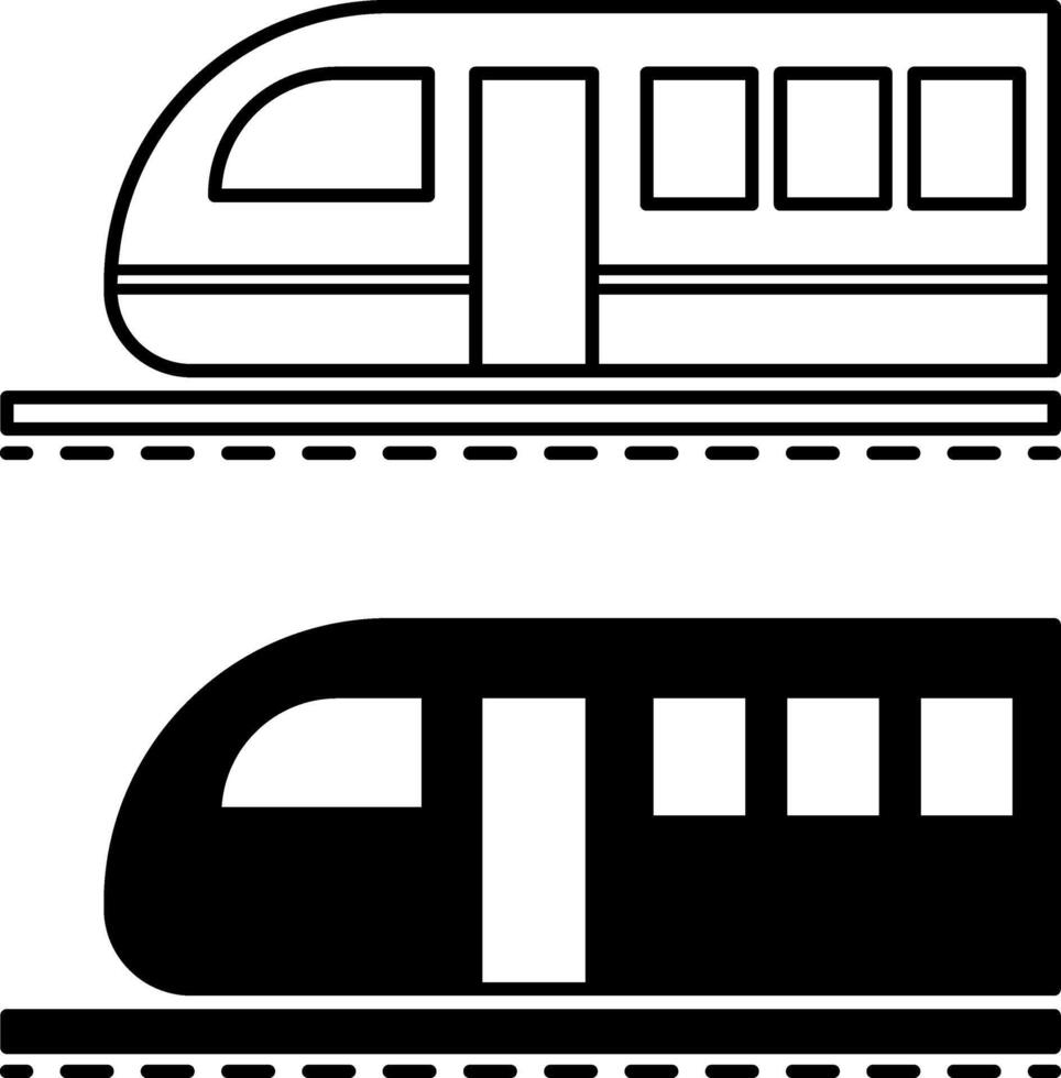 Train icons. Black and White Icons. Train on Rails. Travel and Vacation Concept vector
