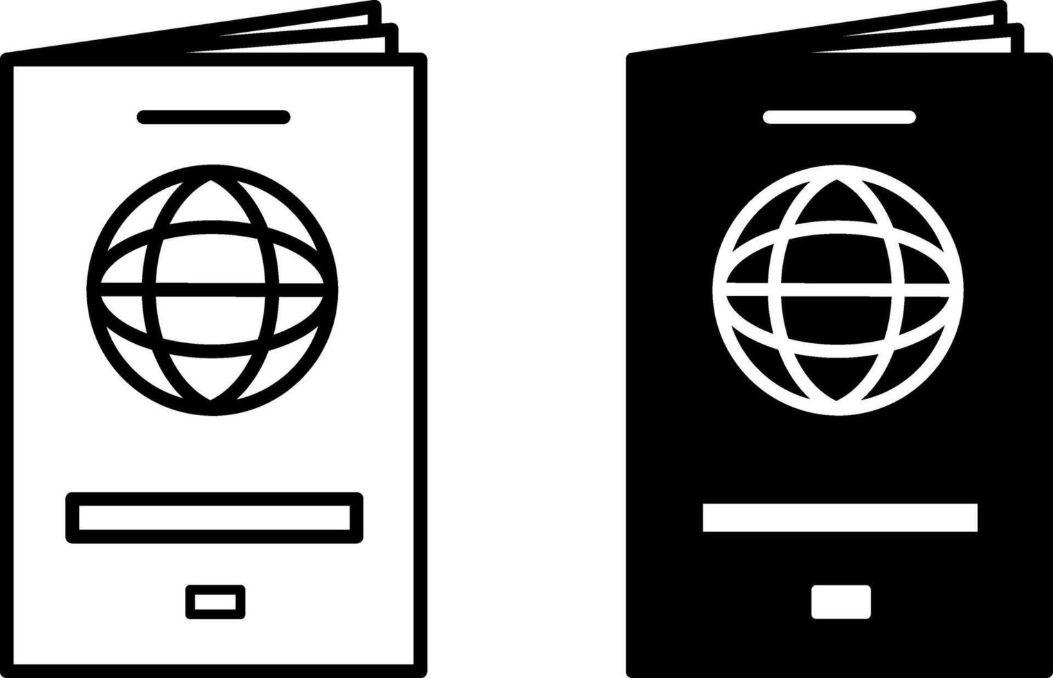 Passport icons. Black and White Foreign Passport Icons. Travel and Vacation Concept vector