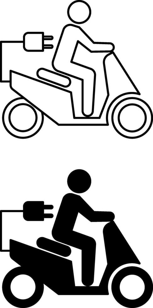 Electric scooter icons. Black and White Icons. A Man Rides an Electric Vehicle. Ecology and Environmental Protection Concept vector