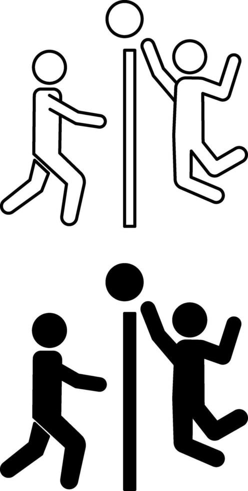 Beach Volleyball Icons. Black and White Icons. Playing Volleyball on the Beach. Summer and Sports Concept vector
