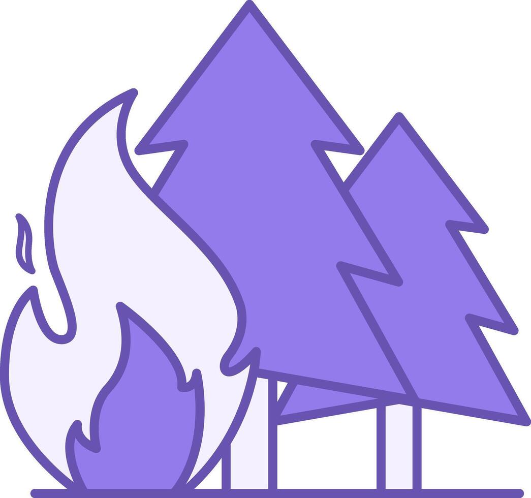 Wildfire Color Icon. Bonfire and Trees. Danger to Nature. Ecological Problem. Climate Change Concept vector