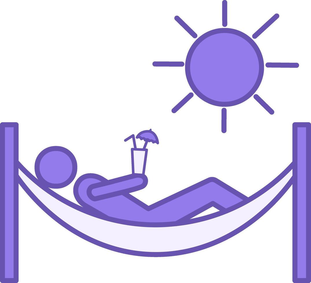 Holiday Colored Icon. Icon of a Man Relaxing in a Hammock with a Drink under the Scorching Sun. Travel and Vacation Concept vector