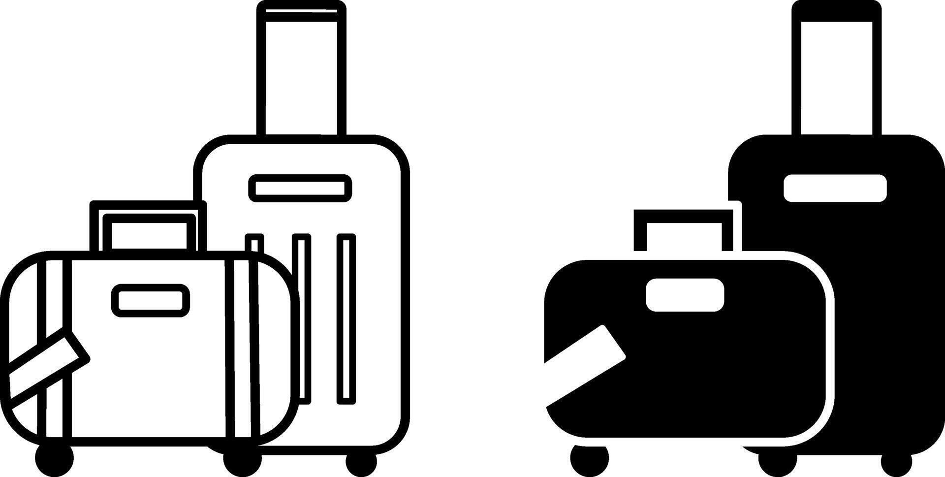 Suitcase icons. Black and White Icons. Luggage for Travel. Travel and Vacation Concept vector