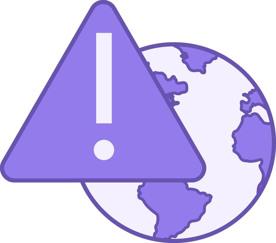Color Icon Warning. Icon of Planet Earth and Danger Sign. Global Warming. Ecological Problem. Climate Change Concept vector