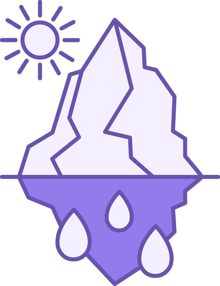 Ice Melting Color Icon. Sun and Melting Glacier. Global Warming. Ecological Problem. Climate Change Concept vector