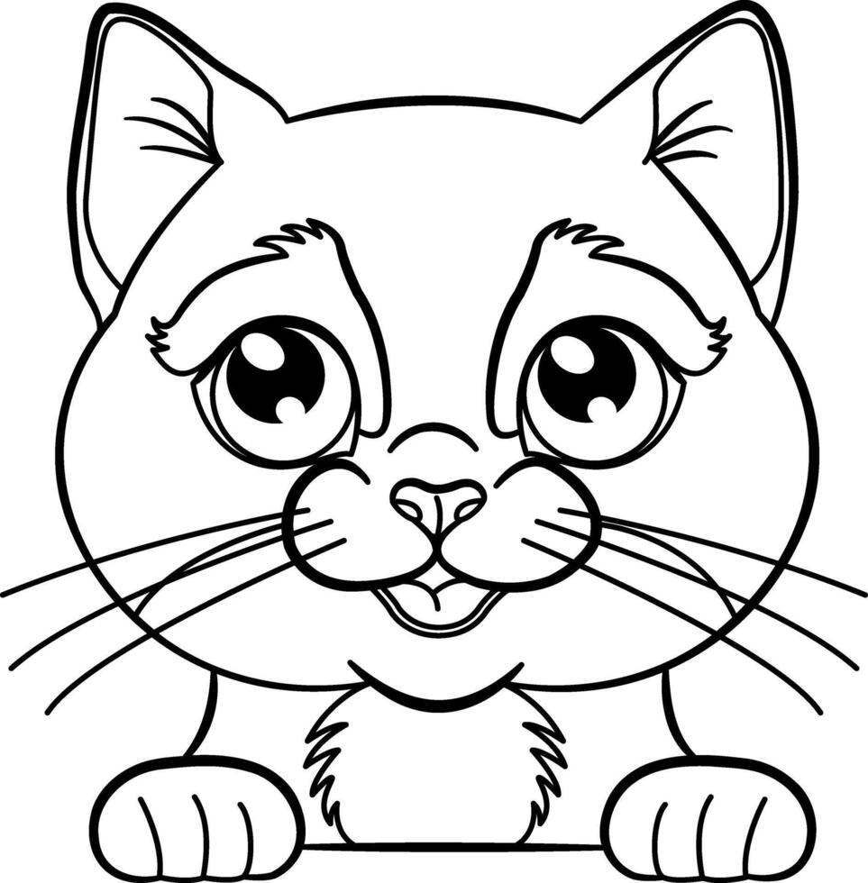 Funny Kitten for Coloring. Illustration of a Little Cat with Big Eyes vector