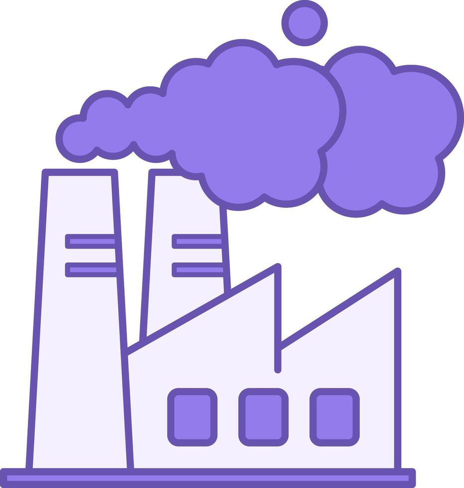 Color Icon Air Pollution. Industrial Factory Releasing Lots of Dangerous Smoke. Ecological Problem. Climate Change Concept vector